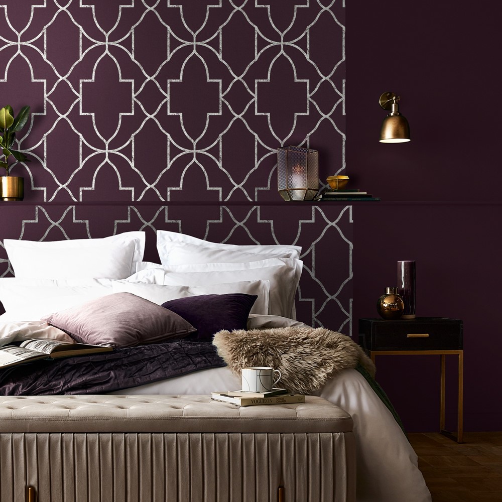 Versailles Wallpaper 113961 by Graham & Brown in Amethyst Purple